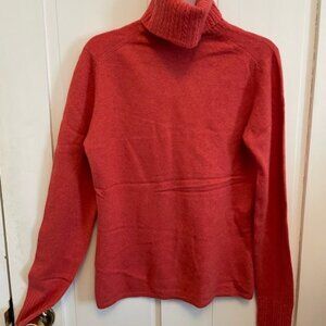 Women's GENEVA Red Coral 100% Cashmere Turtleneck Sweater Size S